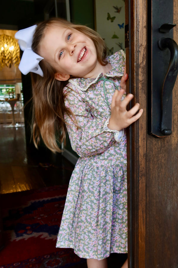 Green Floral Dress with Bow