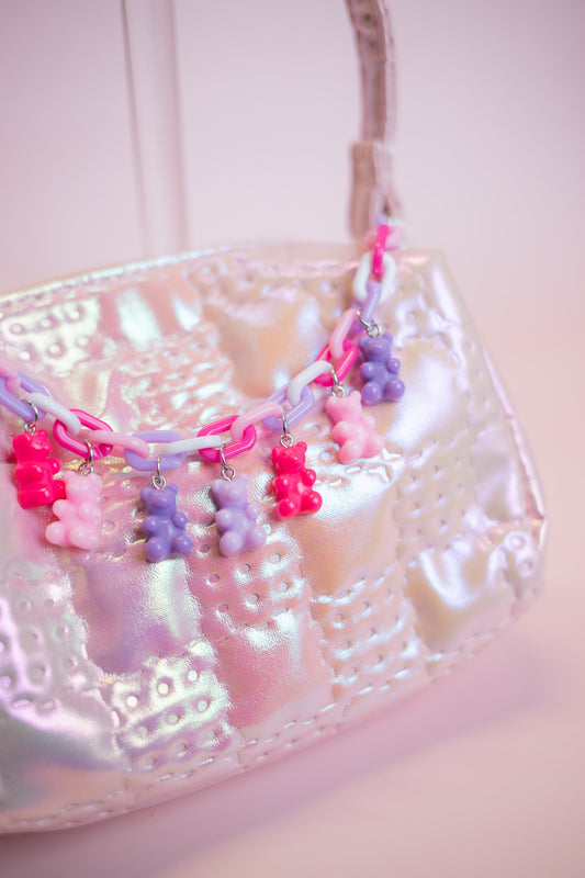 Gummy Bear Chain Iridescent Purse | Pink