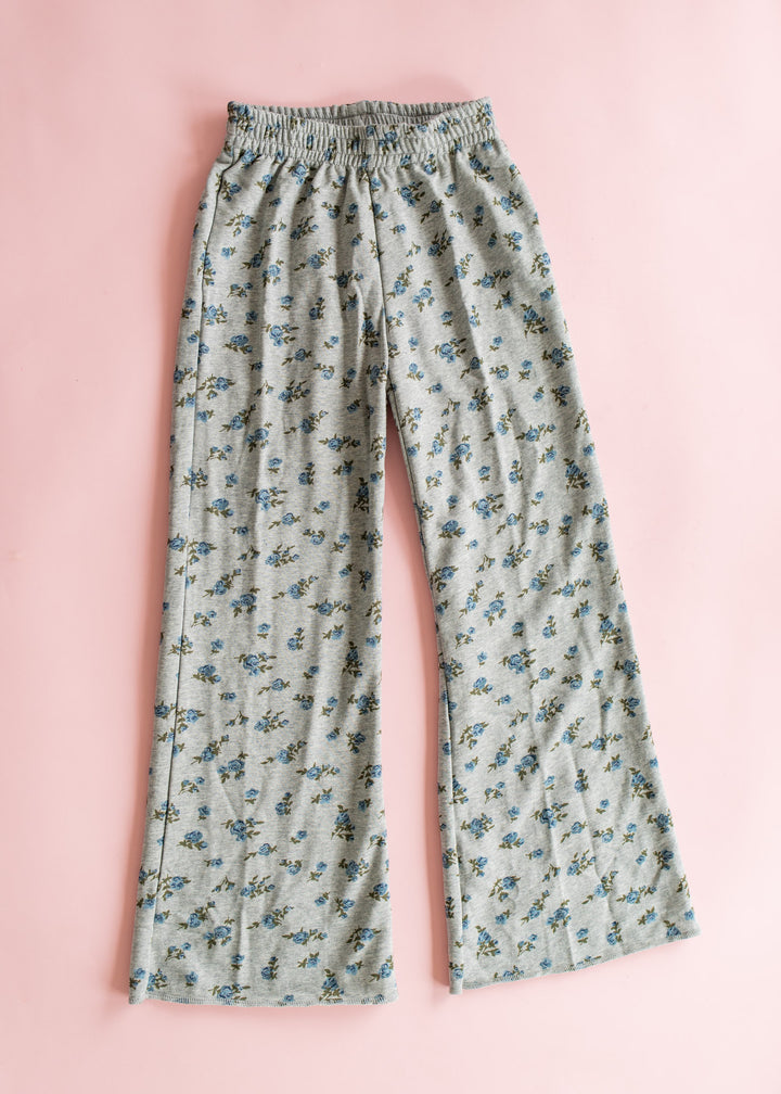 Wide Leg Sweatpant | Blue Floral