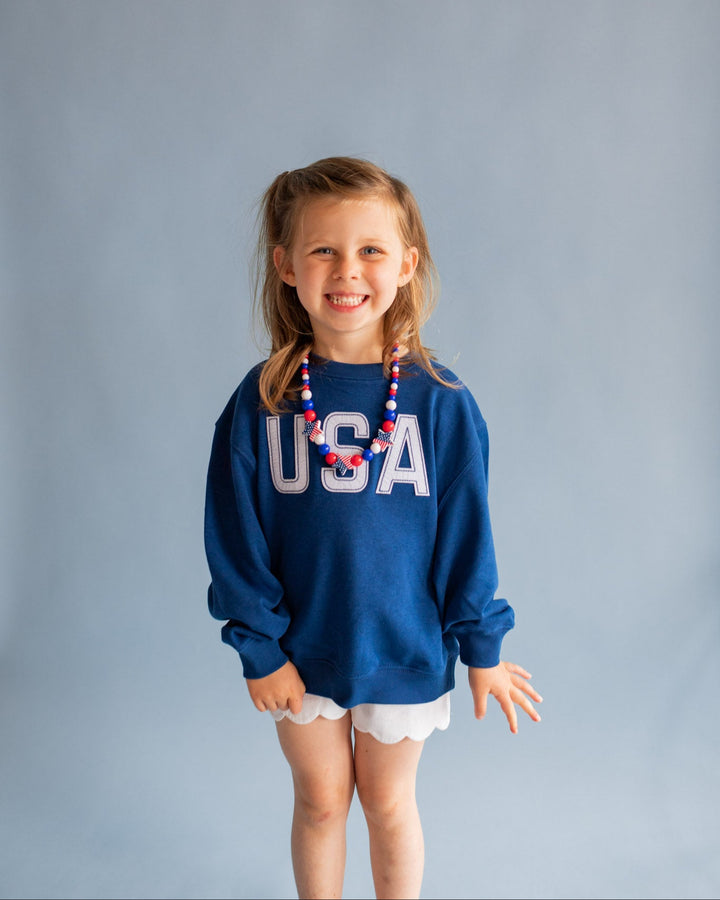 XOXO By Magpies Felt Applique USA Sweatshirt | Youth