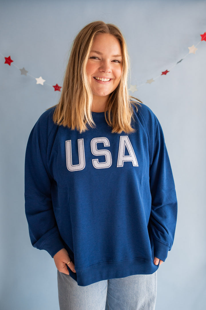 XOXO By Magpies Felt Applique USA Sweatshirt | Adult