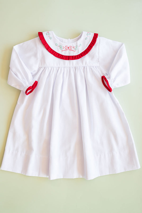 Christmas Ribbon Ruffle Collar Pique Dress