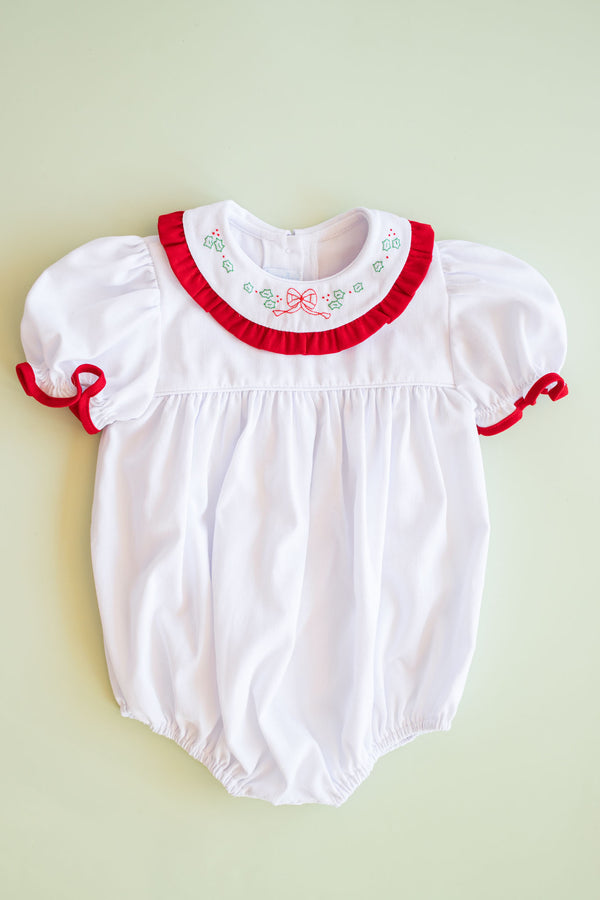 Christmas Ribbon Ruffle Collar Pique Bubble