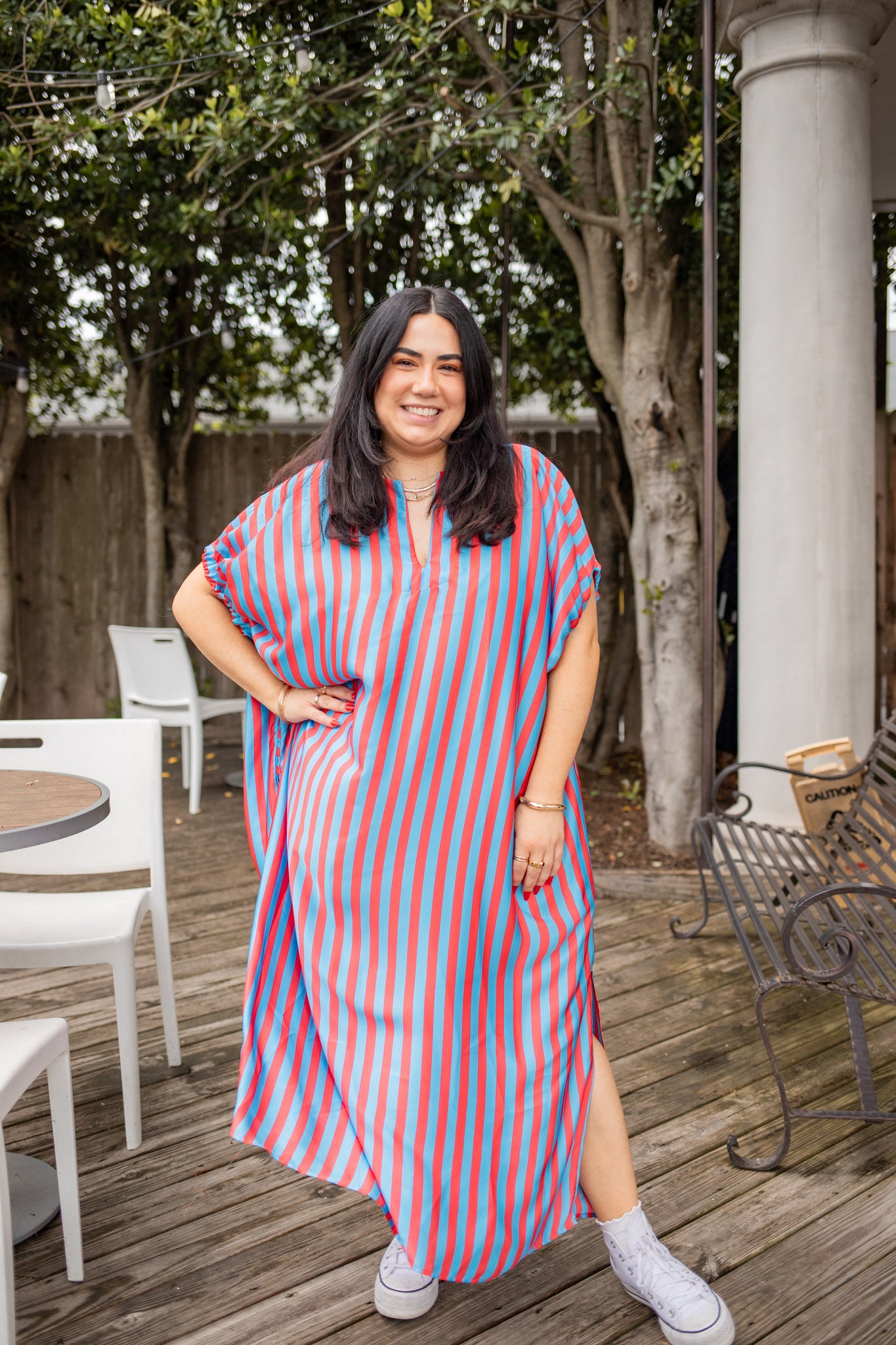 Red & Blue Summer Midi Dress