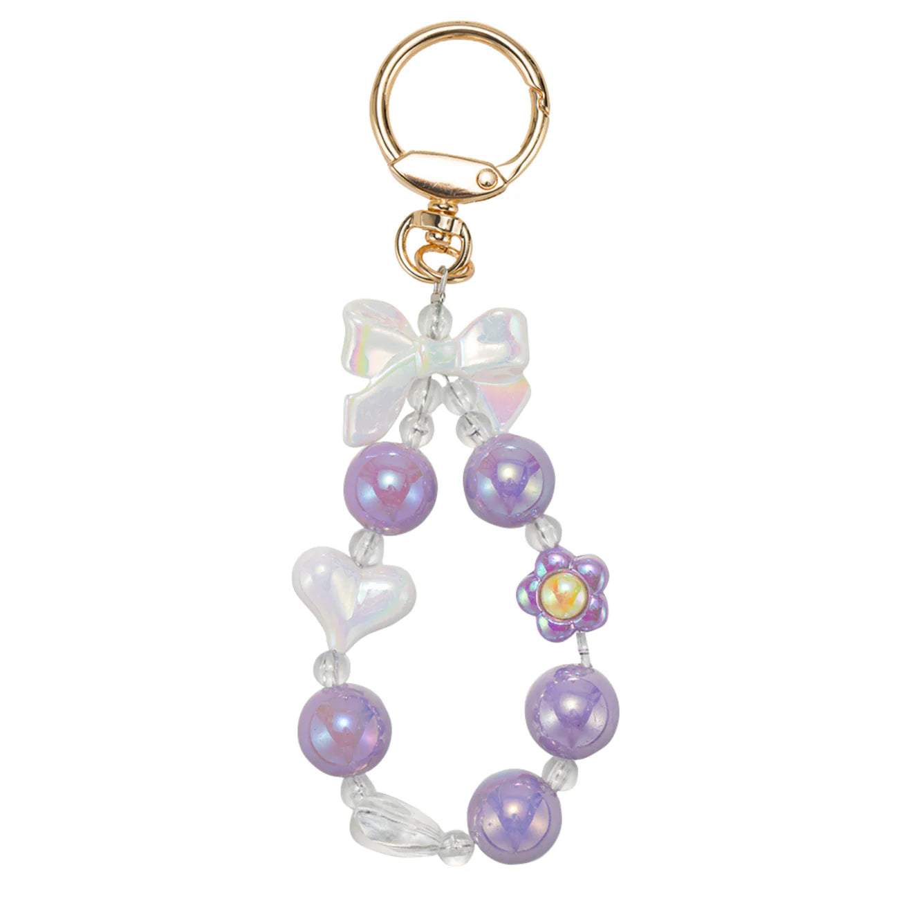 Beaded Loop with Bow & Heart Keychain