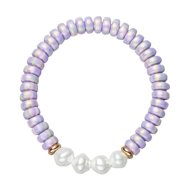Lavender Beaded Stretch Bracelet | 4 Pearls