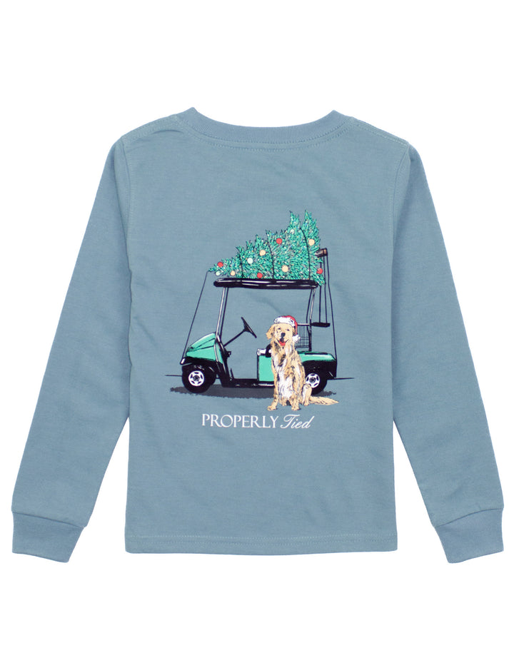 Boys Santa's Caddy Longsleeve | Steel Blue