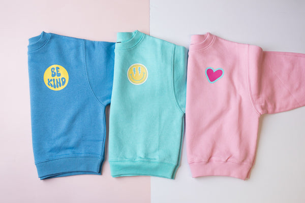 Blue Smiley Be Kind Sweatshirt, Adult