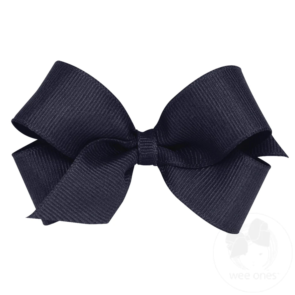 Mini Classic Grosgrain Hair Bow, Navy