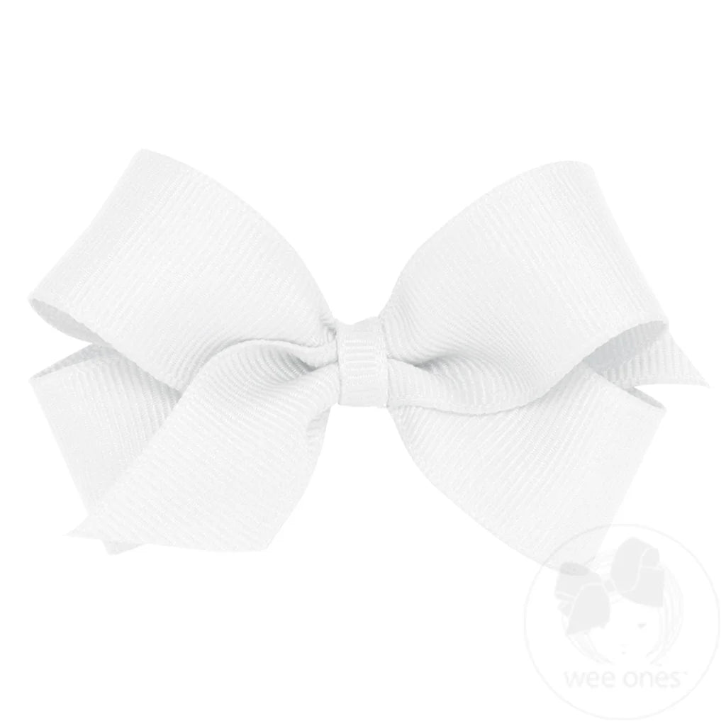 Mini Classic Grosgrain Hair Bow | White
