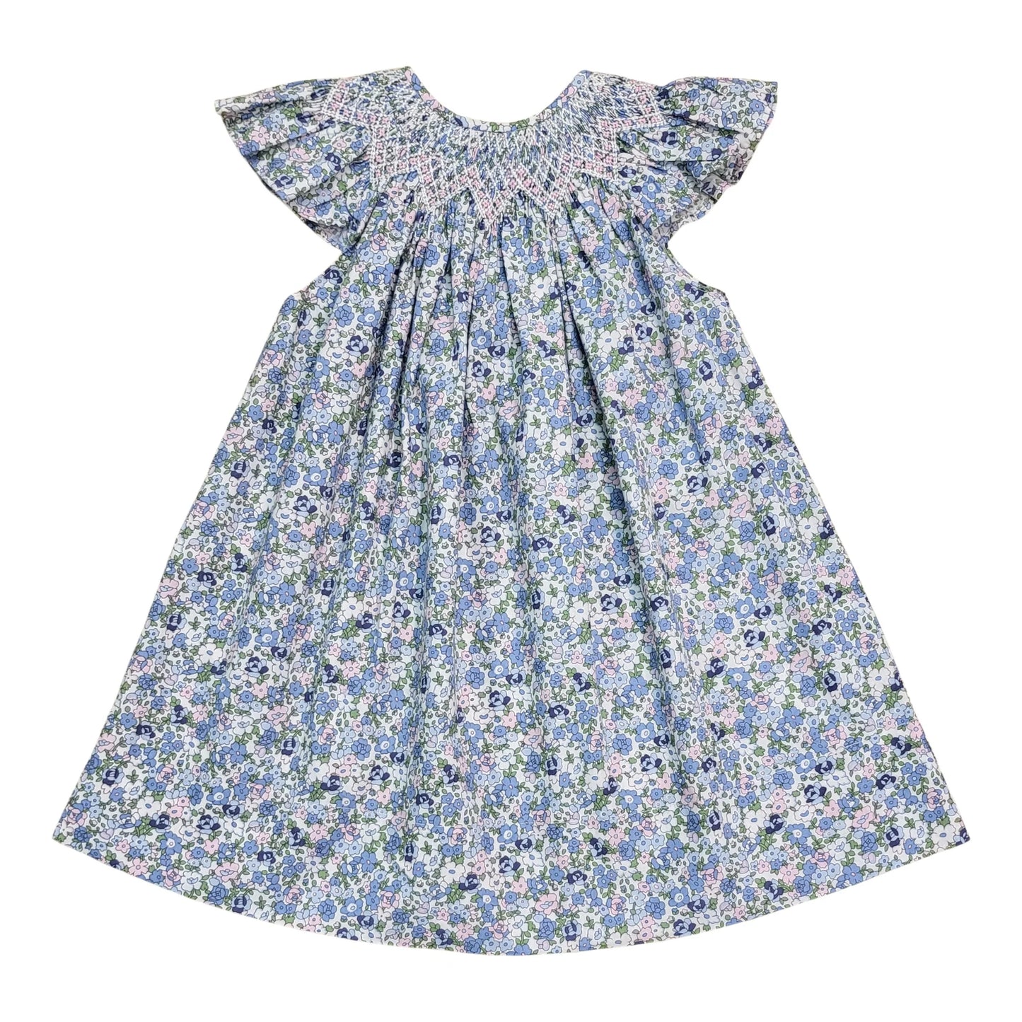 Maya Periwinkle Floral Smocked Dress
