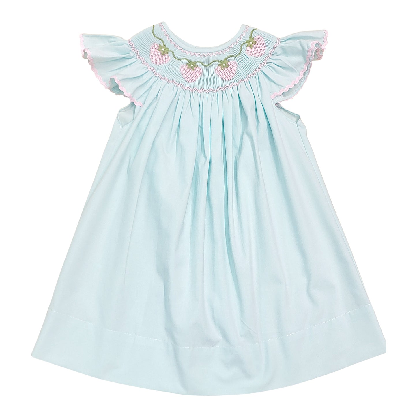 Strawberry Vine Smocked Mint Dress