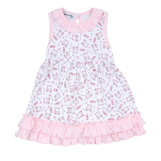 Putting Around Printed Sleeveless Toddler Dress | Pink