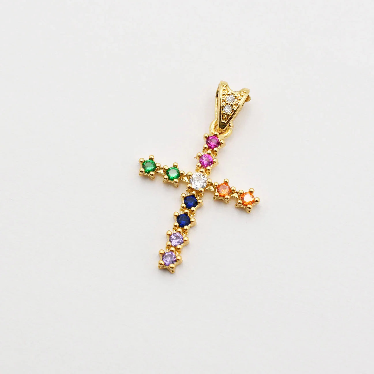 Pave Crystal Cross Charm Multi