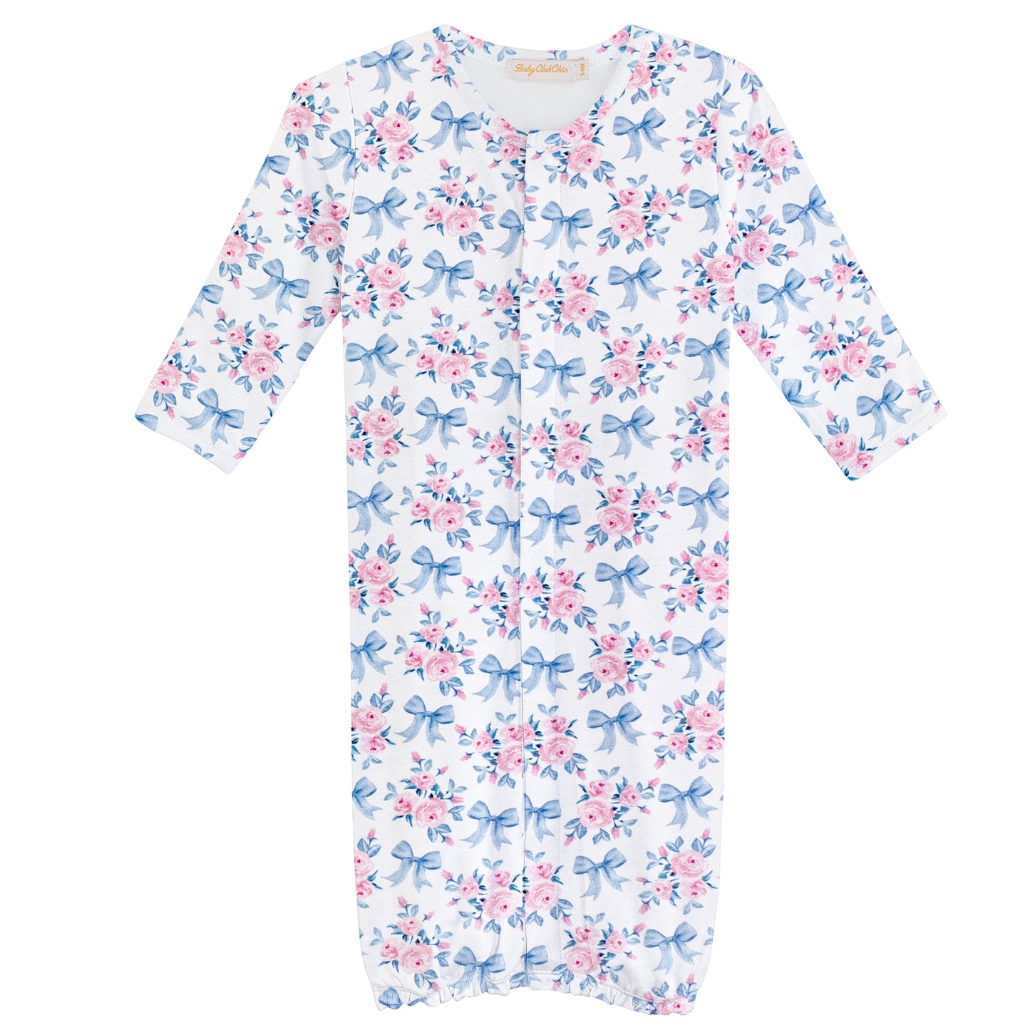 Printed Converter Gown | Blue Floral Bows