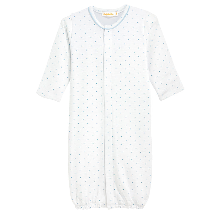 Printed Converter Gown W/ Piping | Blue Dots
