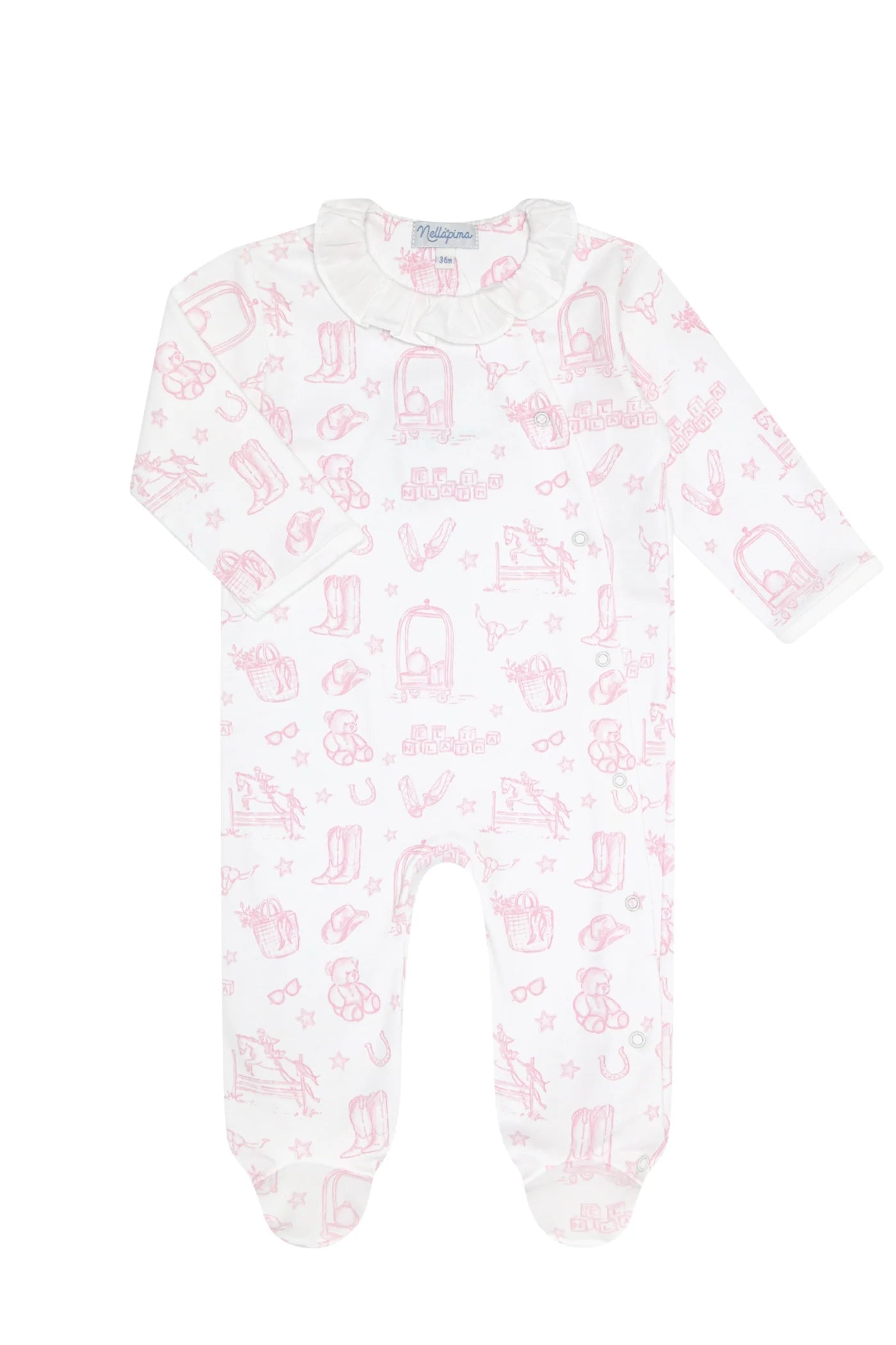 Pink Lone Star Toile Crossover Footie