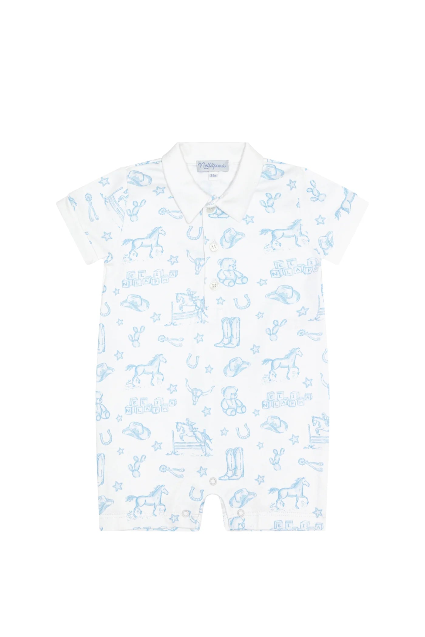 Blue Lone Star Toile Short Romper