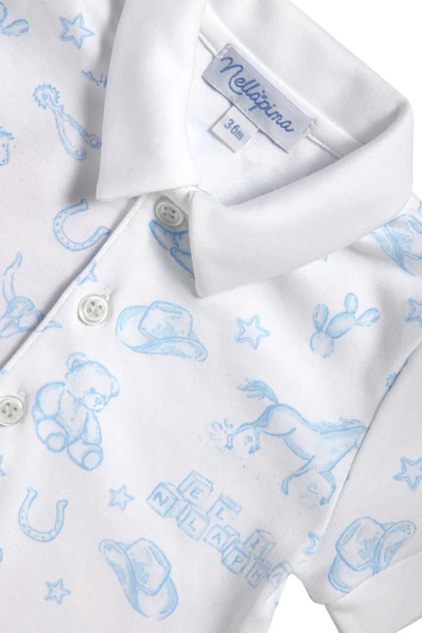 Blue Lone Star Toile Short Romper