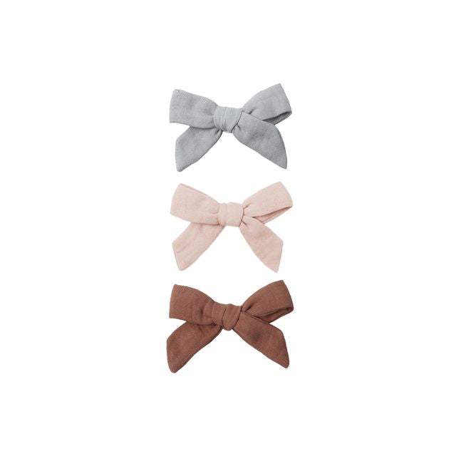 BOW W. CLIP, SET OF 3 SKY, BLUSH, POPPY