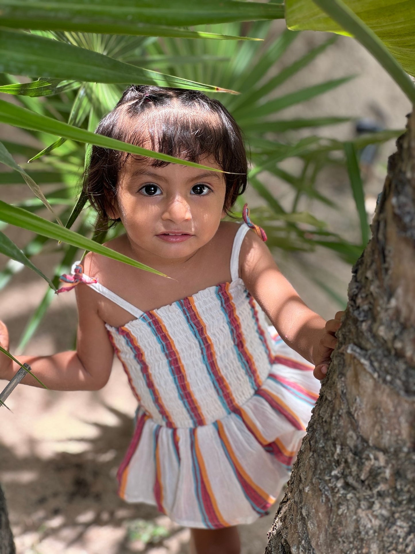 Strappy Smocked Peplum Bubble | Bright Summer Stripe