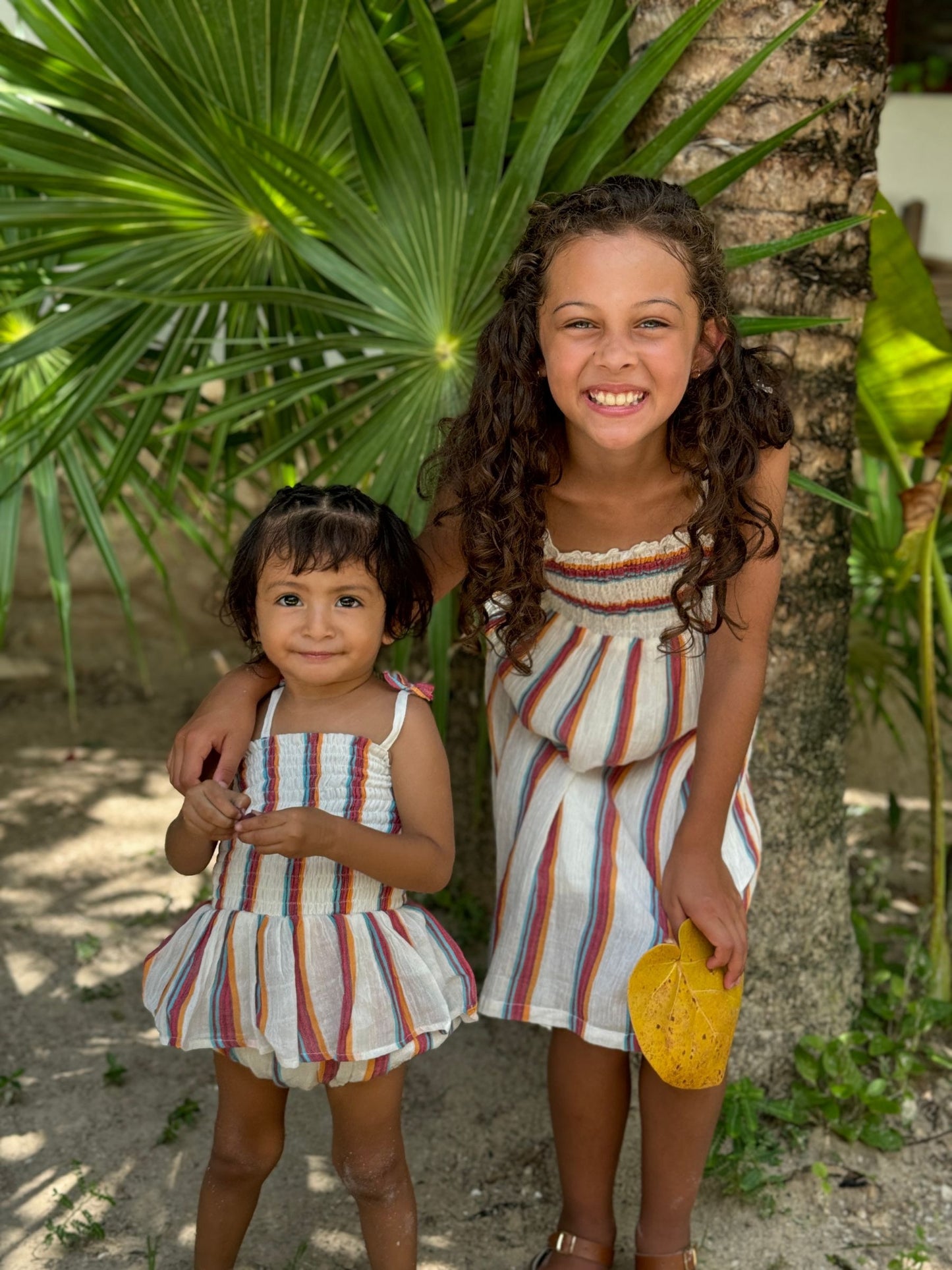 Strappy Smocked Peplum Bubble | Bright Summer Stripe