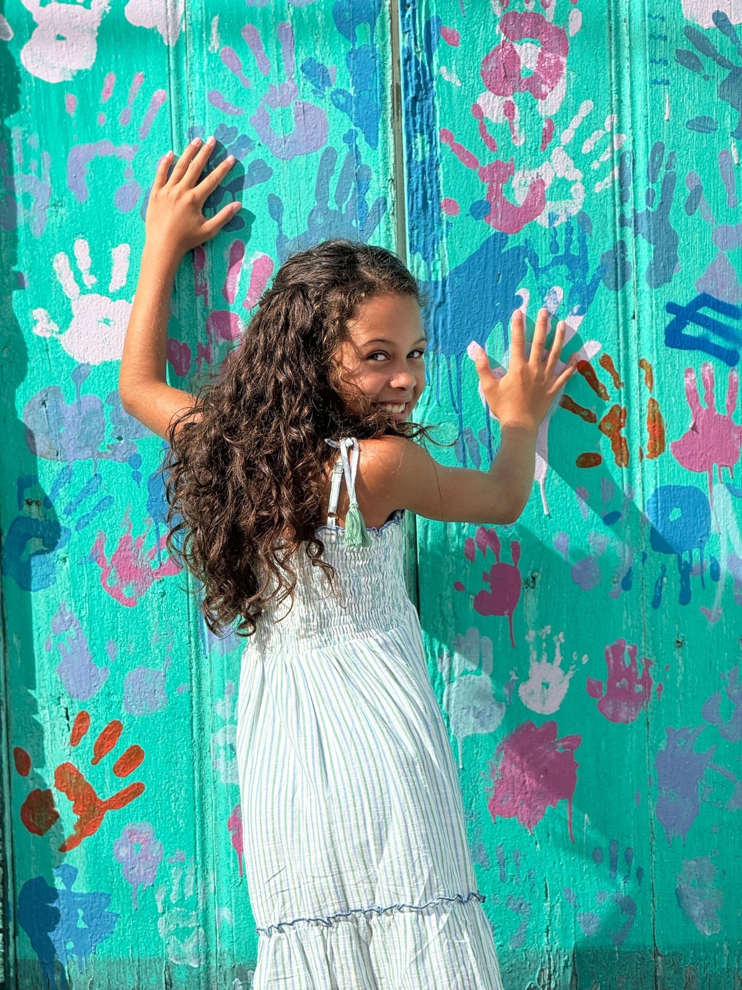 Strappy Tassel Sundress | Blue + Green Stripe