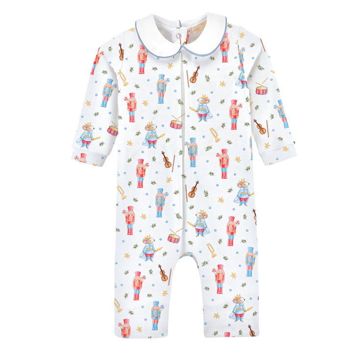 Blue Nutcracker Printed Collared Playsuit