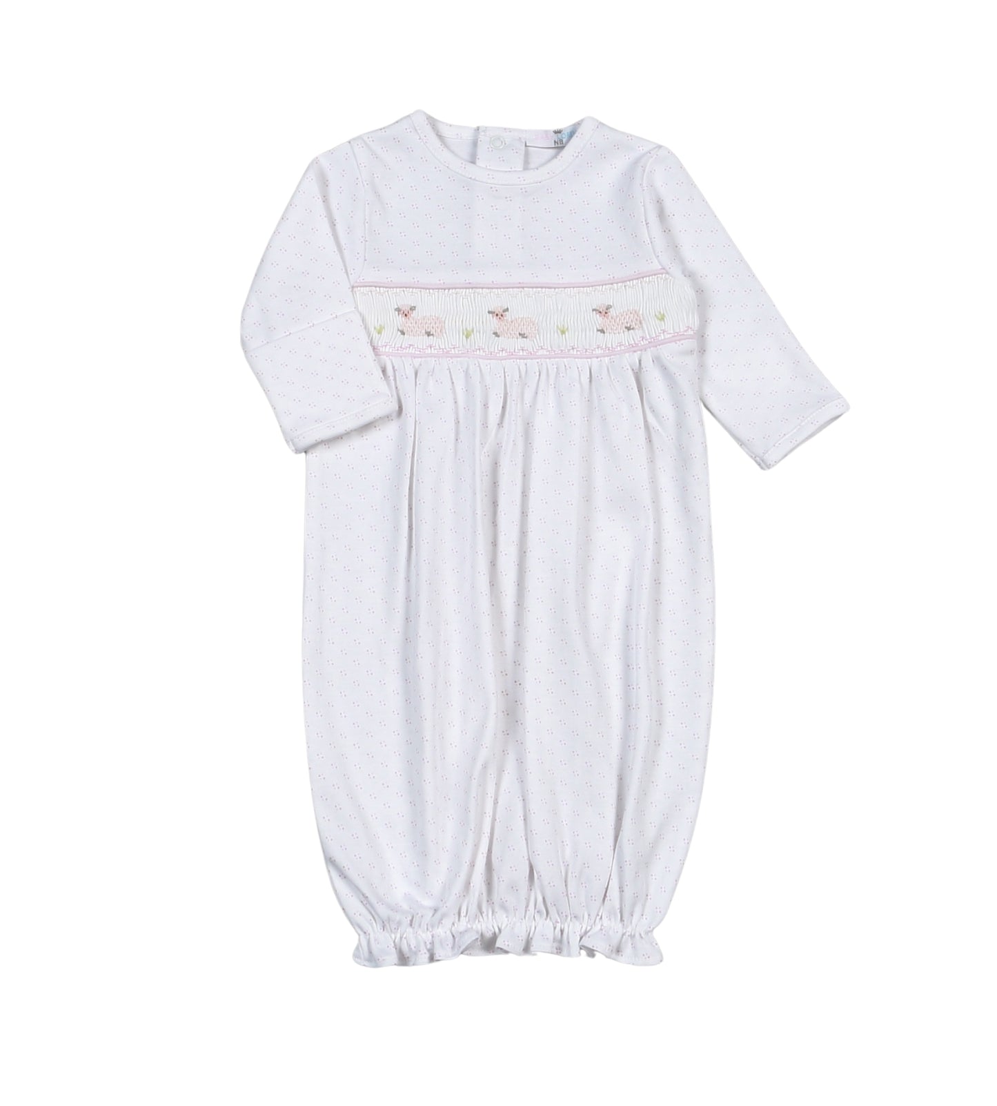 Pink Baby Lamb Hand Smocked Pima Gown