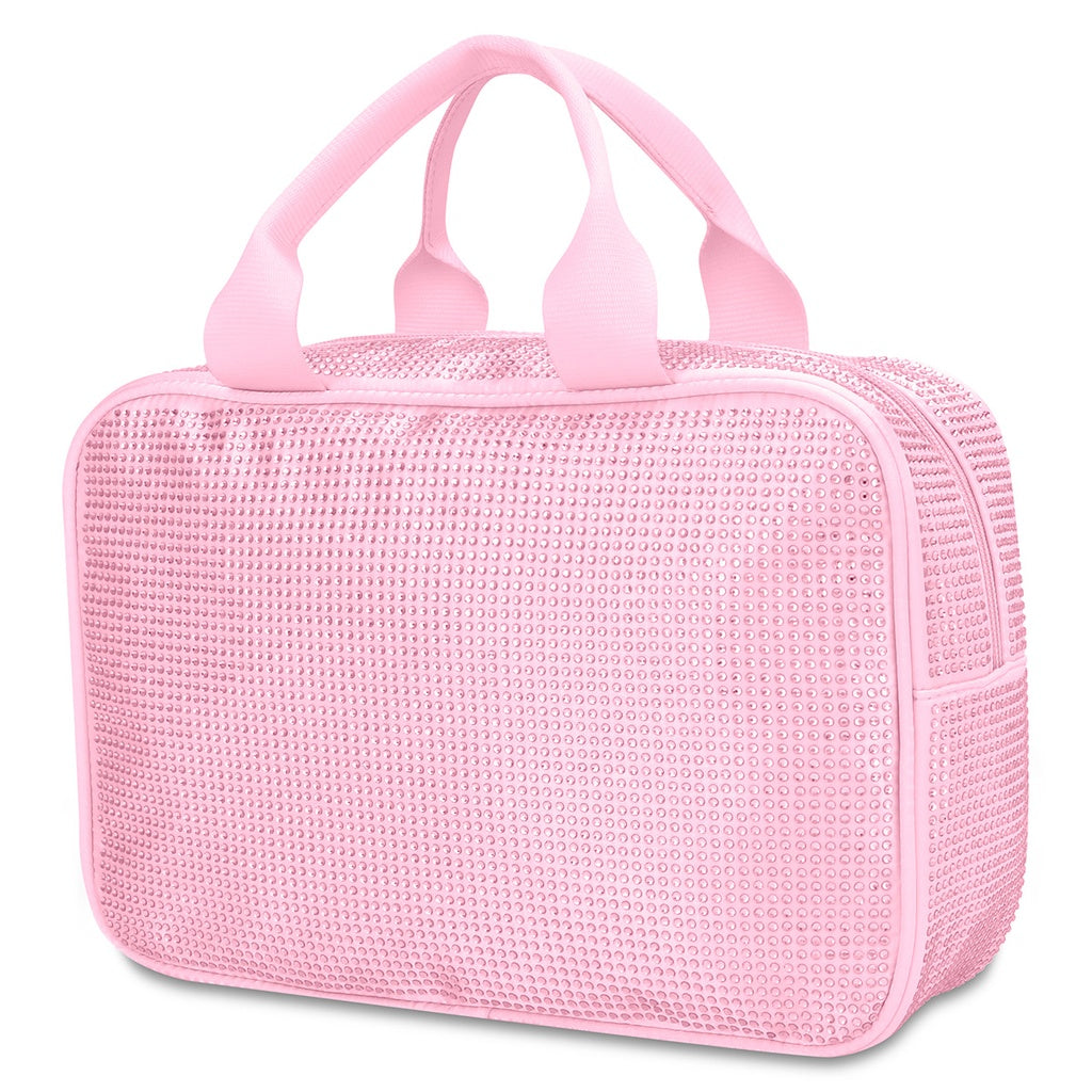 Pink Rhinestone Large Cosmetic Bag