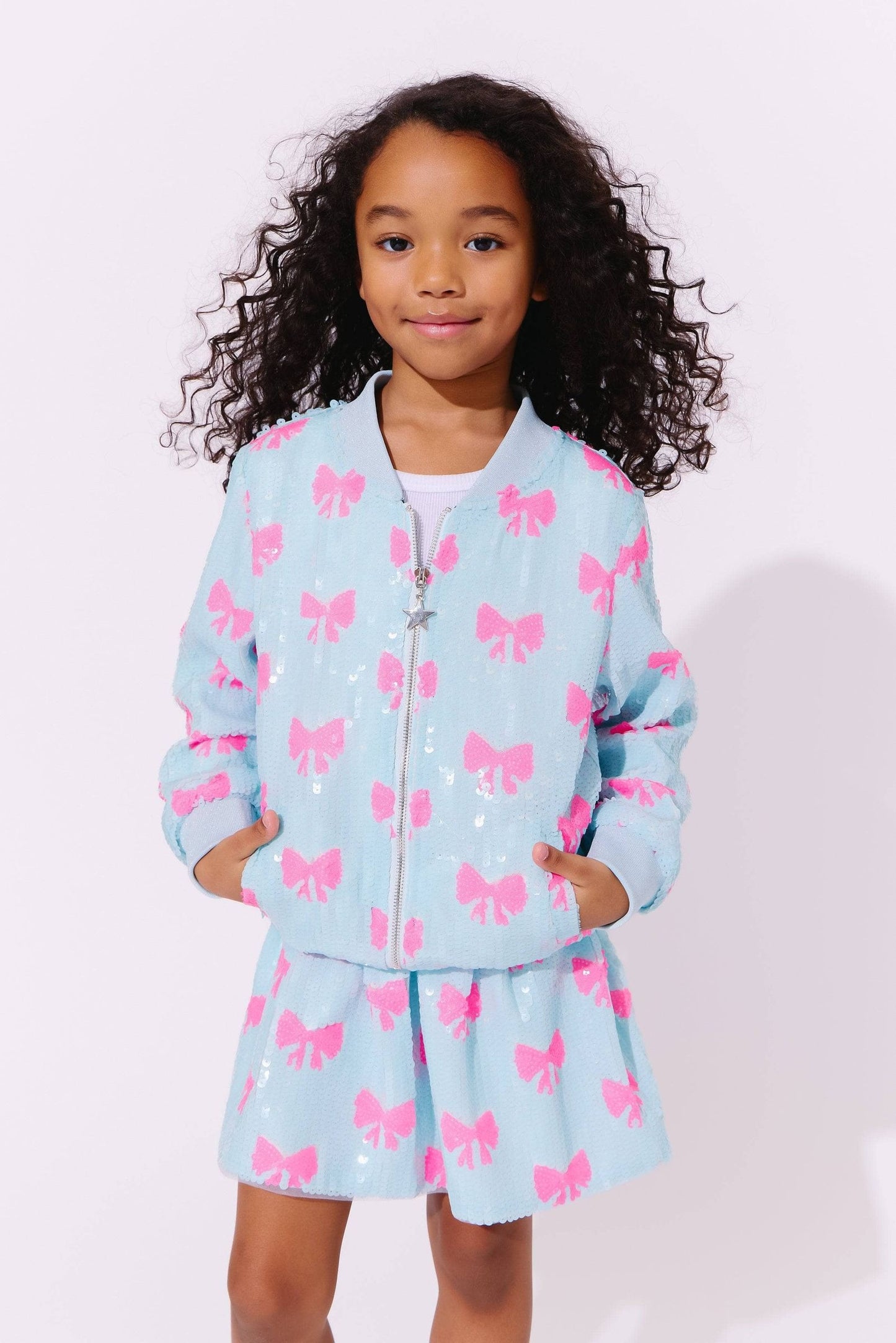 Pretty In Bows Sequin Bomber