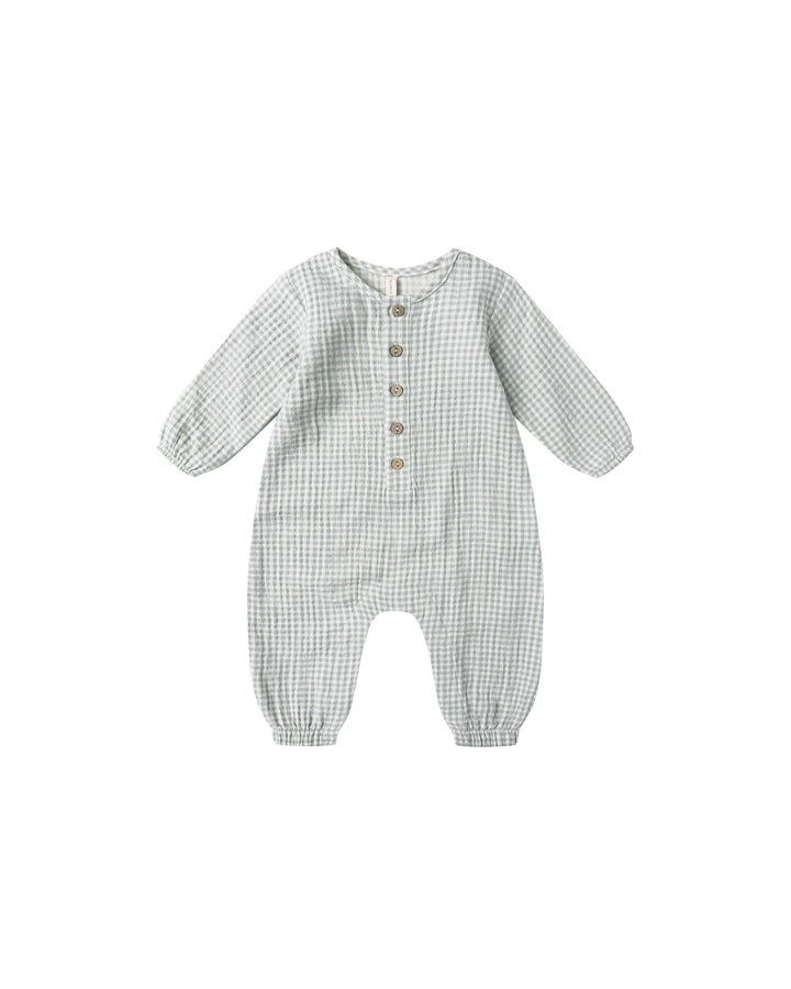WOVEN JUMPSUIT || BLUE GINGHAM