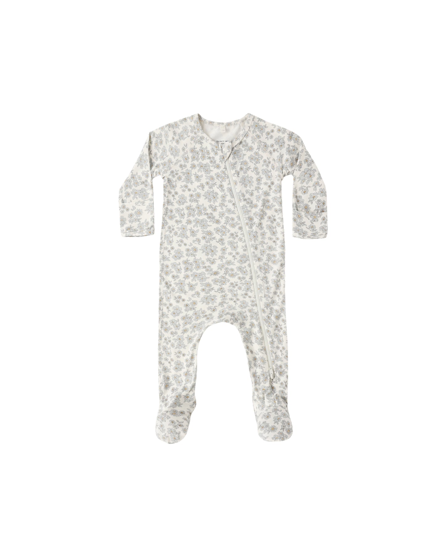 BAMBOO ZIP FOOTIE BLUE FLORAL