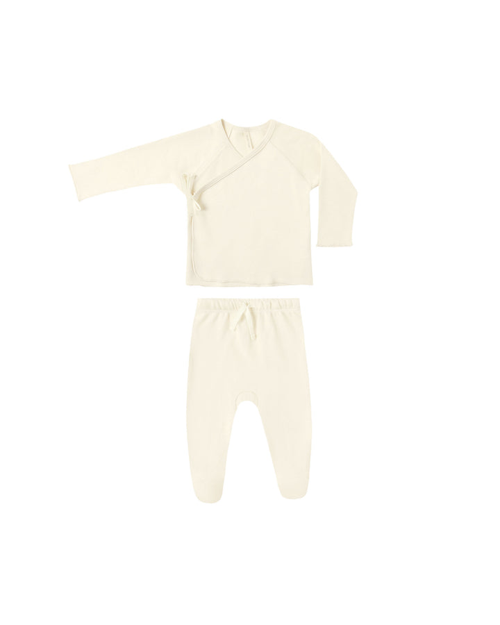 WRAP TOP + FOOTED PANT SET || IVORY BASICS
