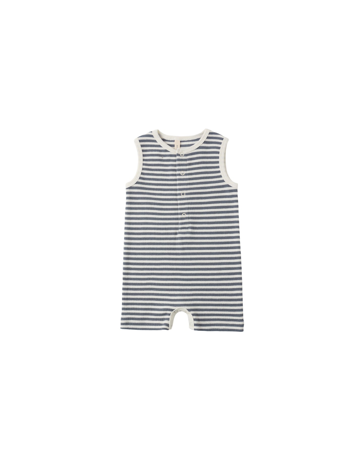RIBBED HENLEY ROMPER OCEAN STRIPE