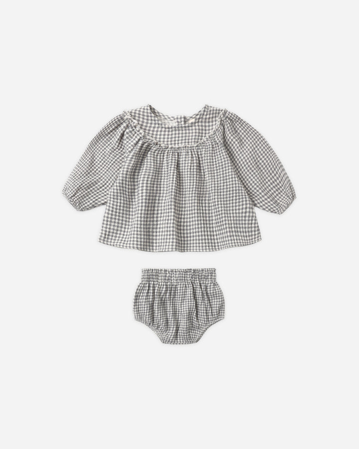 MIA TOP + BLOOMER SET MIDNIGHT GINGHAM