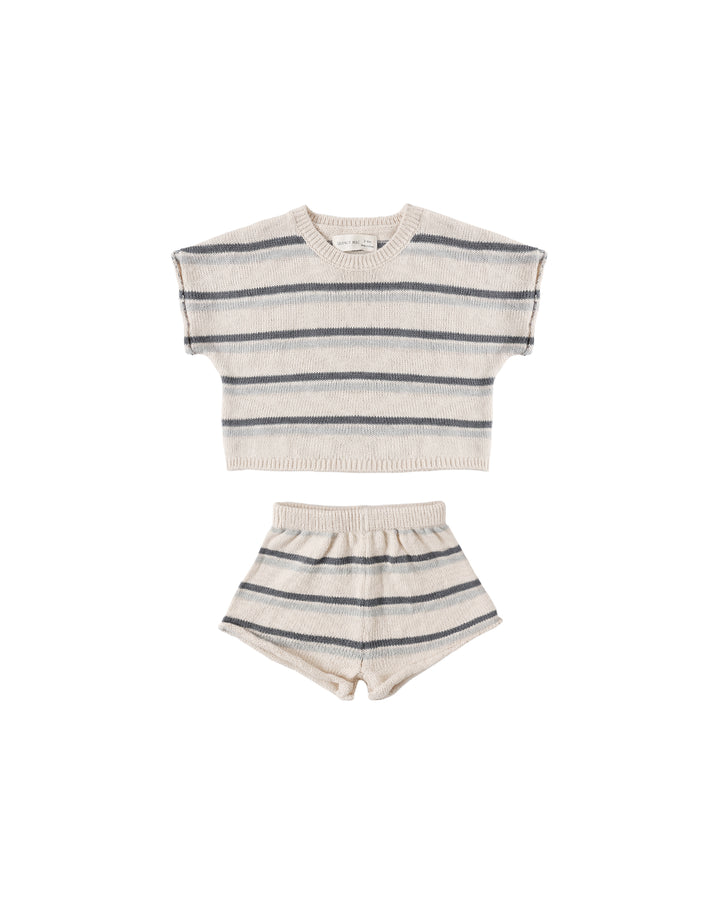 RELAXED SUMMER KNIT SET OCEAN STRIPE