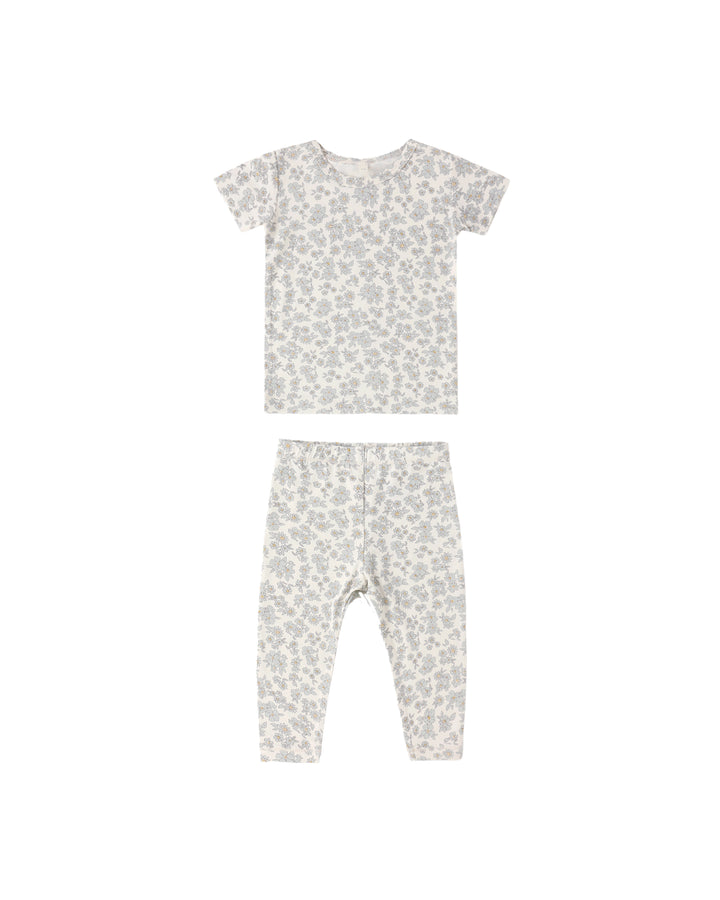 BAMBOO SHORT SLEEVE PAJAMA SET BLUE FLORAL