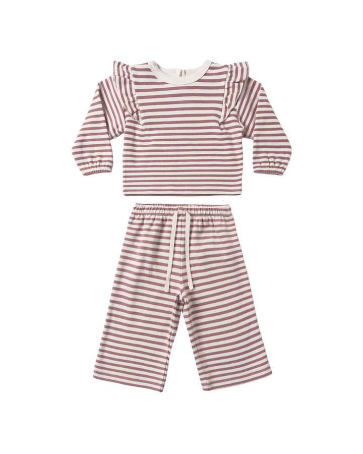 RUFFLE COZY SET MULBERRY STRIPE