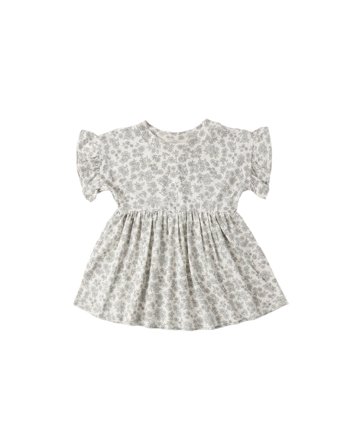 BAMBOO BABYDOLL DRESS BLUE FLORAL