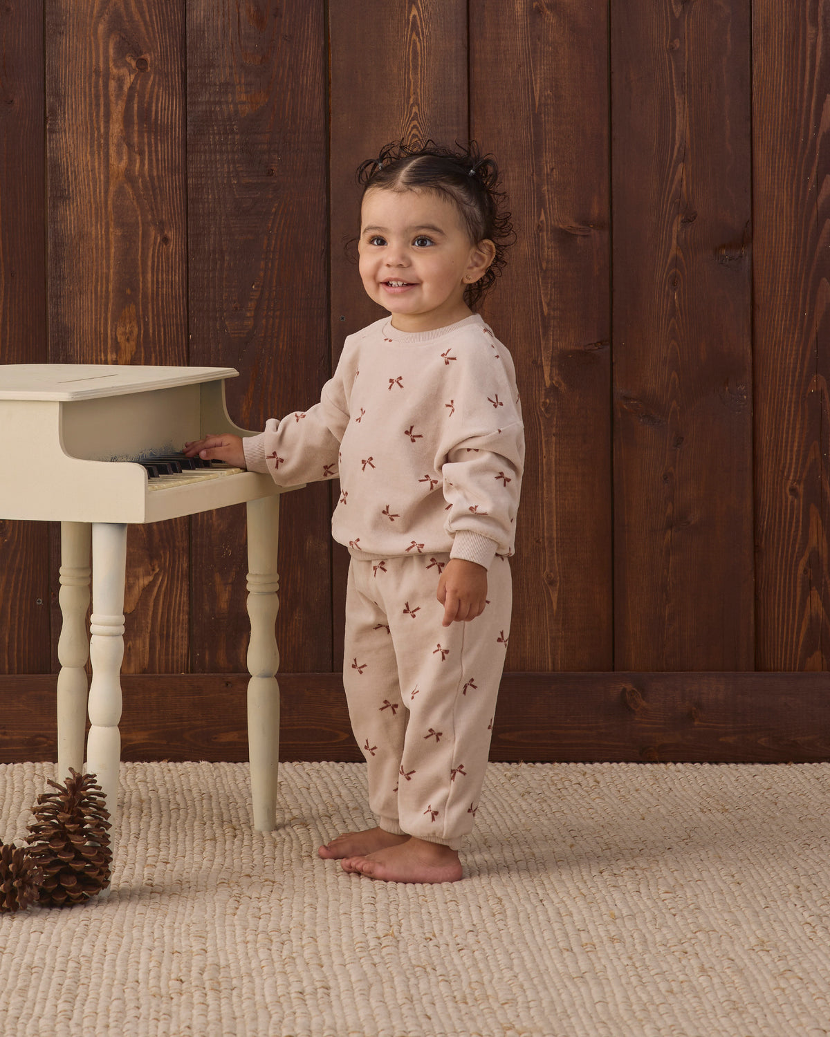 VELOUR RELAXED SWEATPANT RED BOWS