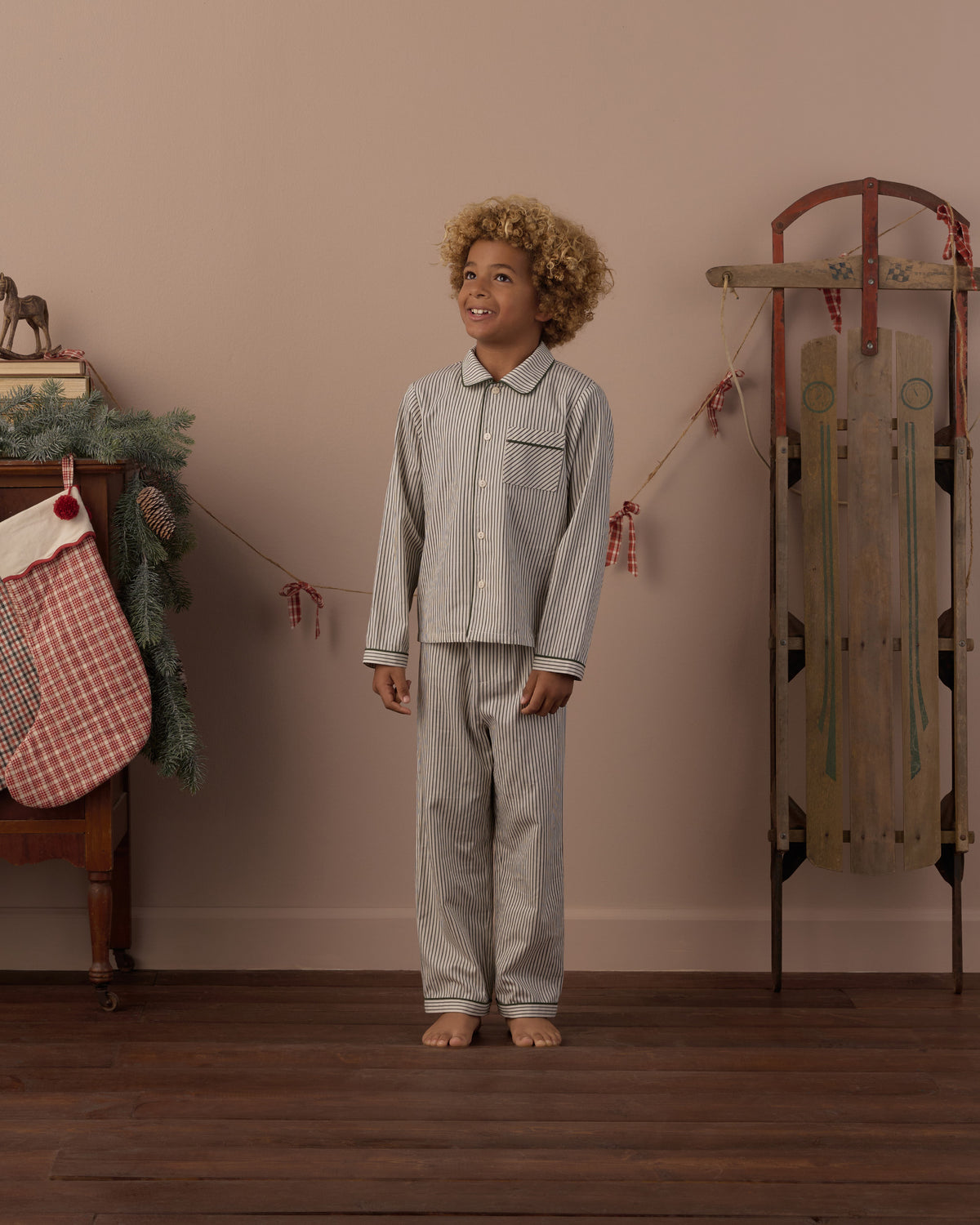 LONG SLEEVE PAJAMAS EVERGREEN STRIPE