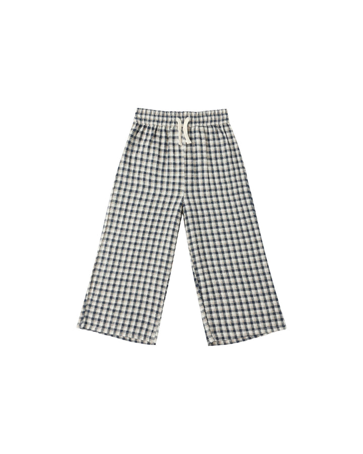 WIDE LEG PANT || NAVY CHECK