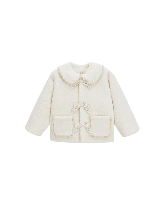 SHEARLING COLLARED COAT || NATURAL