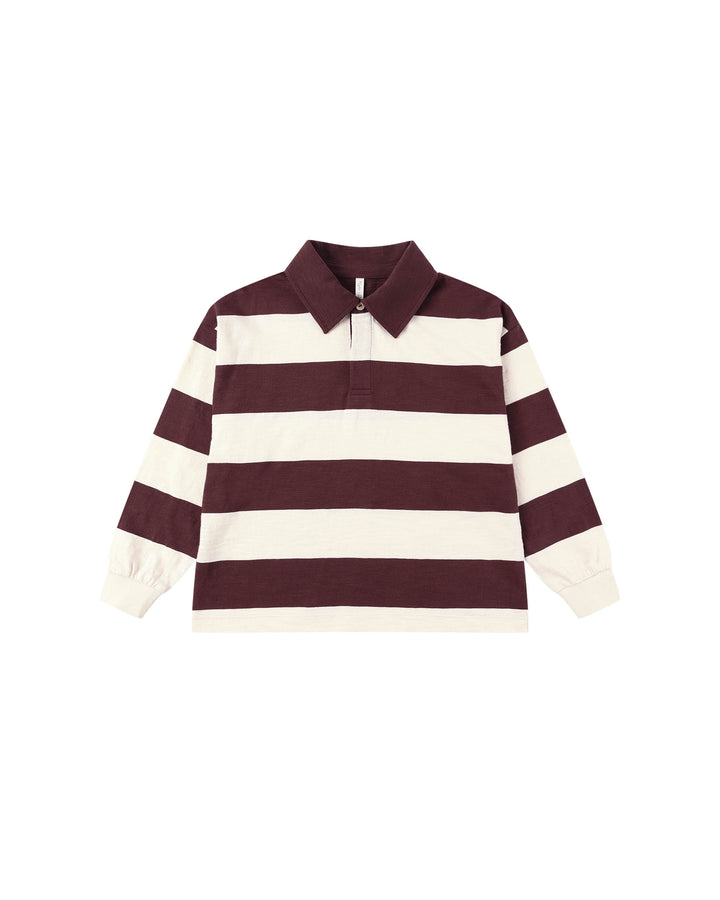 RUGBY POLO || BURGUNDY STRIPE