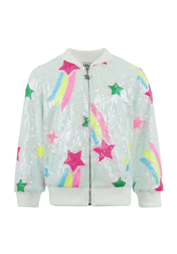 Rainbow Shooting Star Sequin Bomber