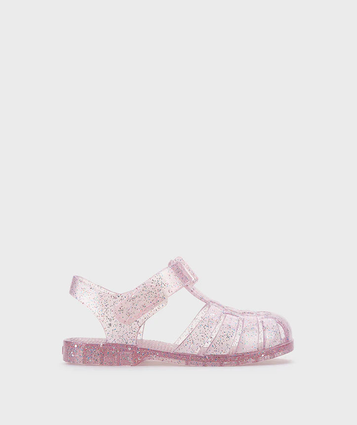Classic Crystal Jelly Sandal | Pink Multi Glitter