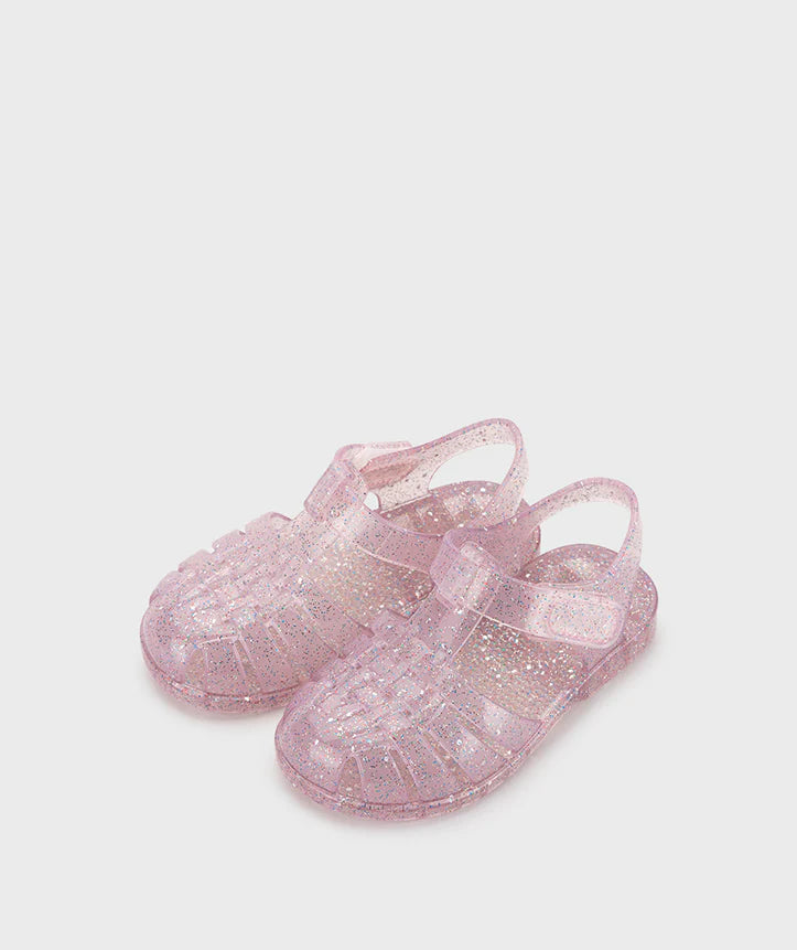 Classic Crystal Jelly Sandal | Pink Multi Glitter