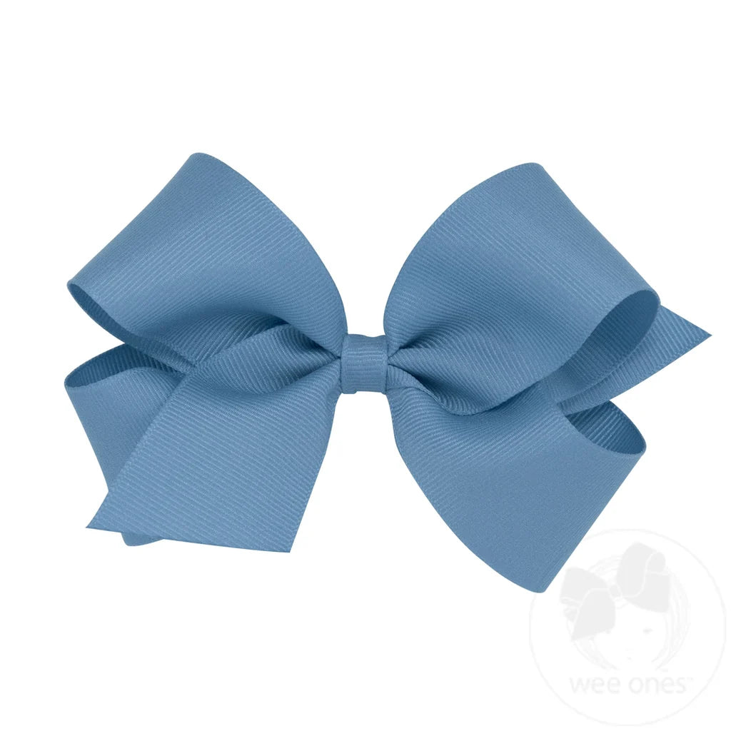 Medium Classic Grosgrain Hair Bow | Smoke Blue
