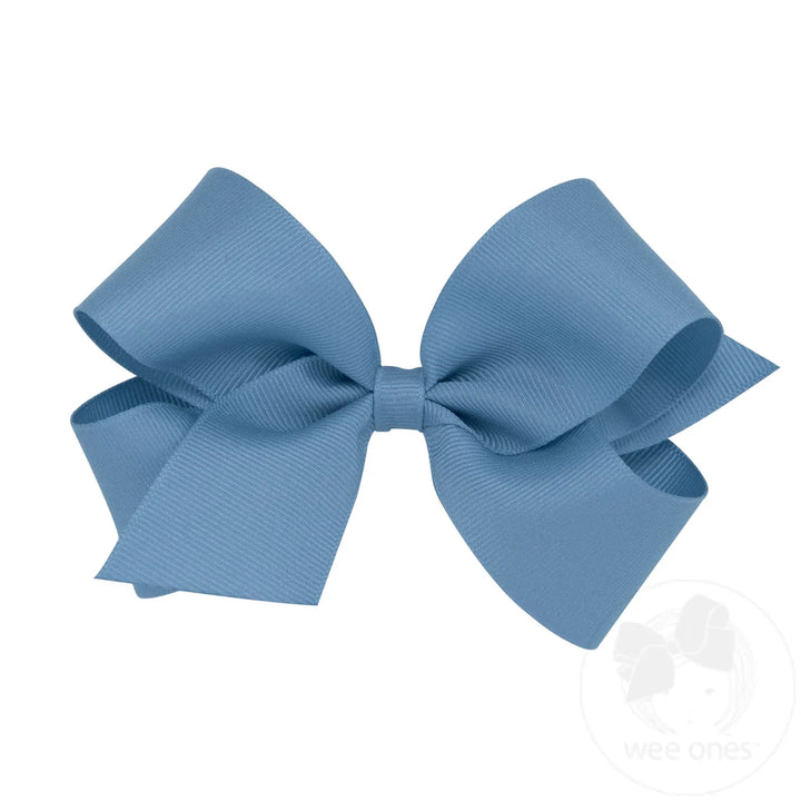 Medium Classic Grosgrain Hair Bow | Smoke Blue